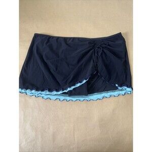 Women’s Profile Swim Bottoms Size 12 Black With Blue Trim Skirt